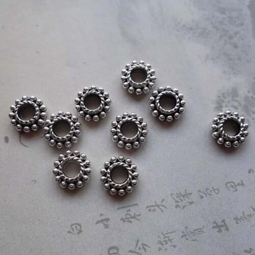 100pcs/lot Antique Color Metal Loose Spacer Beads 7.5x3mm Large Hole Retro Beading Charm Accessories DIY Jewelry Making Beads