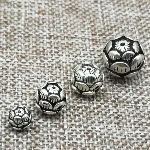 925 Sterling Silver Lotus Flower Beads for Yoga Meditation Bracelet Necklace