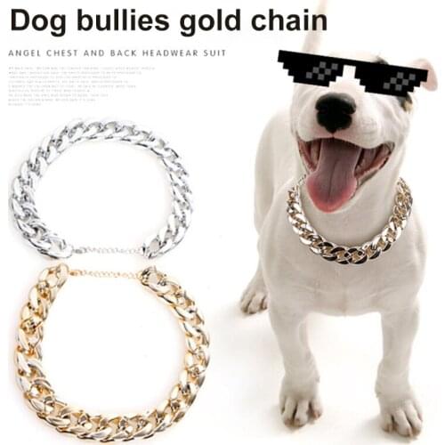 Dog Neck Chain Pet Chain Collar Fashion Cool Plastic Adjustable Gold Silver Plated Puppy Chain Pet Chain Necklace For Cat Dog