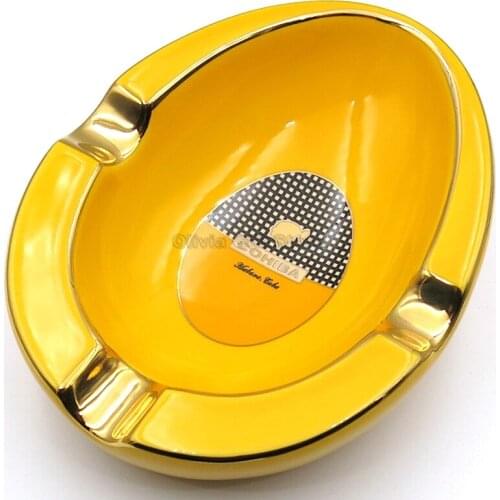 Cohiba Fine White Porcelain Ash Tray Table 3 Ash Slot Cigar Ashtray For Home Cigar Holder Tobacco Smoking Tool W/Gift Box