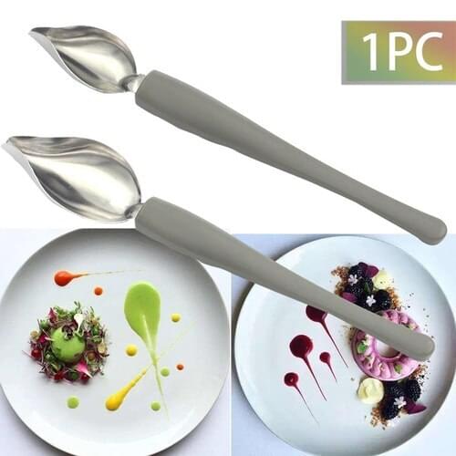 Chef Decoration Pencil Anti-slip Accessories Draw Tools Stainless Steel Portable Mini Sauce Painting Coffee Spoon Kitchen Home