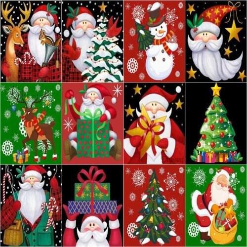 GATYZTORY DIY Pictures By Number Santa Claus Kits Drawing On Canvas For Kids Christmas Gift HandPainted Paintings Art Home Decor