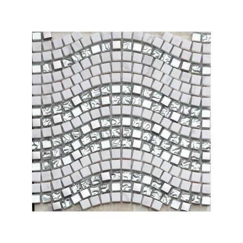 Hot design MD-MC02 Carrara Marble Carrara White Marble stone crystal glass metal Mosaic Tile Wall Flooring Ceiling home decorate