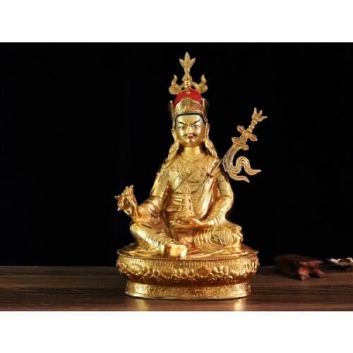 GOOD Buddha # 12 inch -HOME efficacious Protection # Tibetan Nepal Buddhism Gilded Guru Padmasambhava Guru Rinpoche buddha