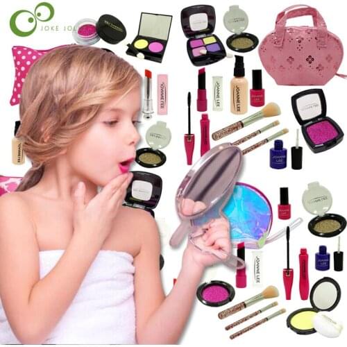 Girl Pretend Play Make Up Toy Simulation Cosmetics Pink Makeup Set Princess Beauty Plastic Play House Toy Lipstick Eyeshadow GYH