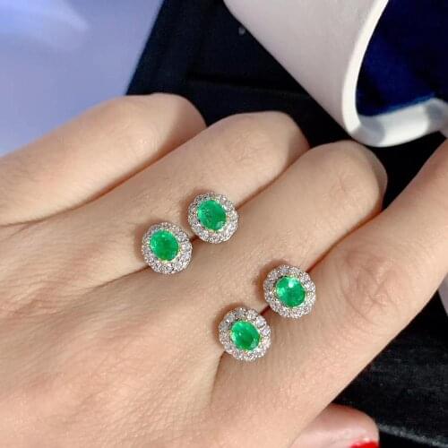 Exquisite earrings green emerald earrings girl silver earrings natural real gem 925 sterling silver girl birthday gift sale