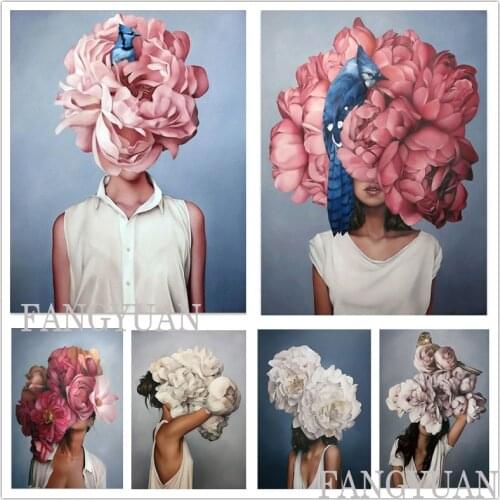 Diamond Embroidery Girl Flowers 5D Diy Diamond Painting Cross Stitch Portrait Rhinestone Mosaic Wall Pictures Home Decoration