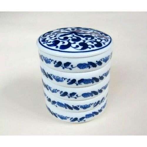 Collection Five Blue And White Porcelain Mixed Trays With Covers Exquisite Small Gift