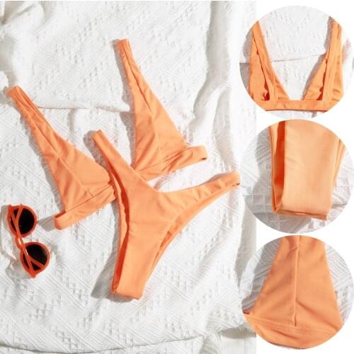 Two Piece Bikinis Set Women Bathing Suit Solid Lace Bikini Push Up Swimsuit Female Beachwear Padded Swimwear High Waist Biquini