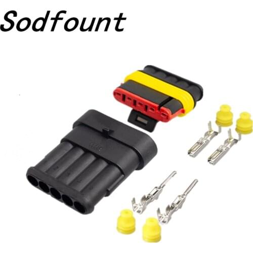 Free shipping 10 sets Kit 5 Pin Way Waterproof Electrical Wire automotive Connector Plug for car with registered