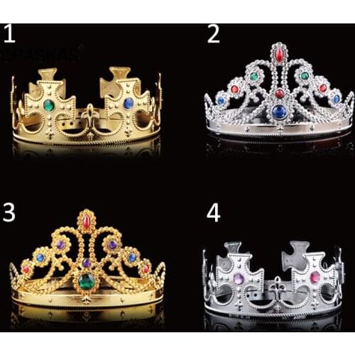 King Queen Headdress Crown Birthday Cosplay Adjustable Festival Makeup Dancing Party Supplies VL