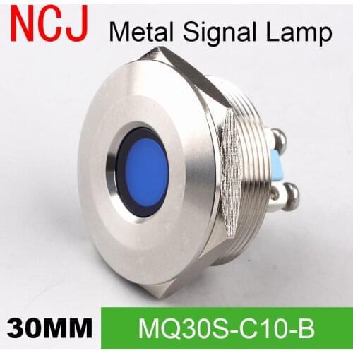 NCJ 30mm Metal LED Signal lamp Indicator pilot Warning light Signalization boat car panel dashboard 3V 6V 12V 24V 110V 220V