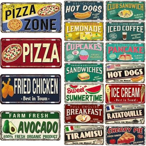 Food Metal Tin Sign Kitchen Vintage Poster Metal Plaque Club Bar Home Wall Decor Signs Industrial Decorative plate