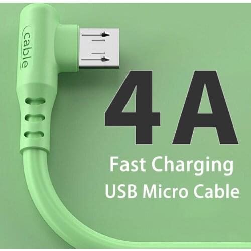 4A Fast Charging USB Micro Cable 90 Degree Elbow Data Cable for Samsung Huawei Xiaomi Mobile Phone Accessories Charger Usb Cable