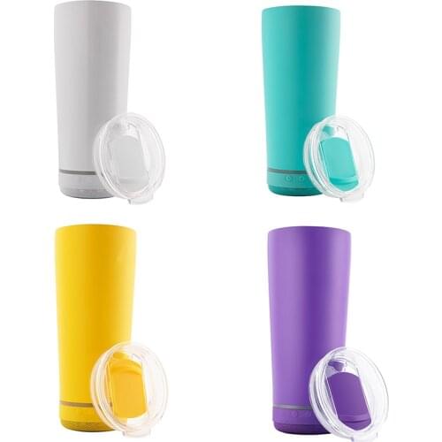 Wholesale 18oz Creative White Sublimation Music Tumbler Waterproof Speaker Double Wall Thermos Stainless Steel Water Bottle