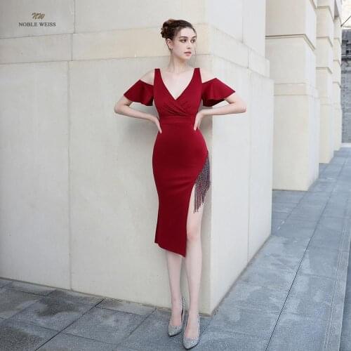 Prom Dresses Deep V-Neck Mermaid Party Dexy Short Prom Dress