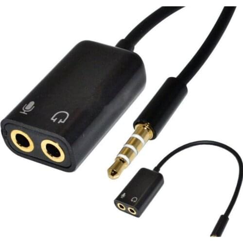 Jack 3.5mm 1 to 2 Stereo Audio Cable Splitter Male to Earphone Headset + Microphone Adapter couples turn wiring connector