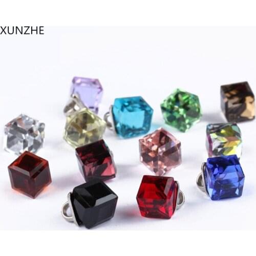 XUNZHE 10Pcs 8*14mm Candy color Crystal Square Glass Shirt Button Metal Shirt Buttons Cheongsam, Hats, Shoes, Sweaters Garment