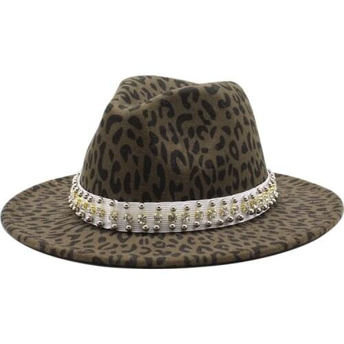 Seioum Top Hat Winter Imitation Wool Felt Hat Men 2020 Classic Fashion Autumn Leopard print Fedora Hats Women
