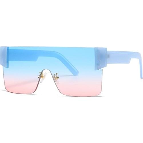 2021 Rimless Square Sunglasses Women Men Fashion Oversized One Piece Glasses Cutting Lens Brand Designer Shades Sun Glasses