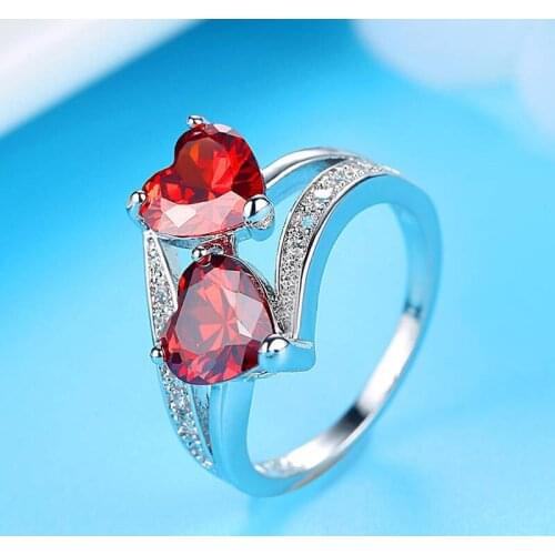 Brand New Classic Fashion Three-color Blue-red Transparent Engagement Ring with Girlfriend Couple Birthday Gift