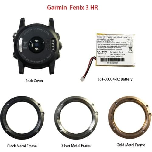 For Garmin fenix 3 HR GPS Watch repair Replacement parts Original Front Metal Frame /Back Case /Battery 361-00034-02