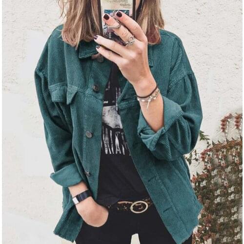 2021 Autumn Corduroy Jacket Women Overshirt Female Plus Size Coat Women Button Shirt Jackets for Women