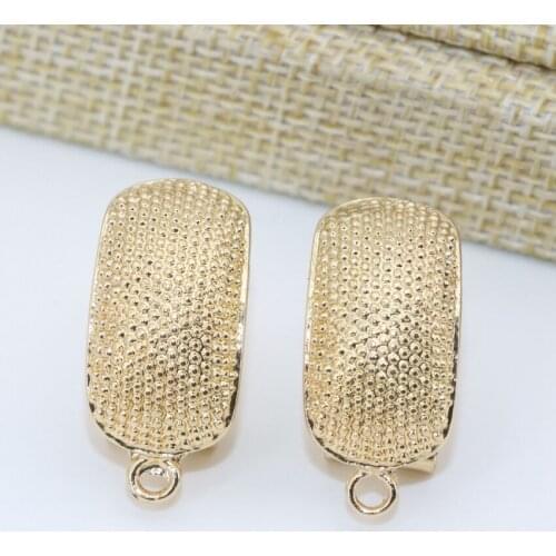 Womens Fashion Stud Earrings 12*22mm Sweet Metal Gold-color Frost Matte Ear Earring for Weddings Elegant Jewelry 1 Pair B2832