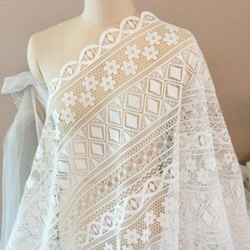 1 Yard Exquisite Off White Guipure Crochet Lace Farbic Boho Beach DIY Lace Soft Knitted Macrame Lace Fabric