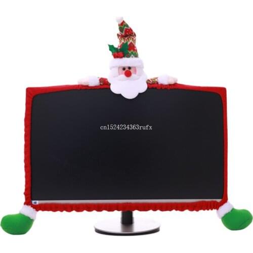 20pcs 19-27 inch Computer Covers Monitor Border Computer Cover Dust Protection Santa Snowman Elk Cover Christmas Decoration