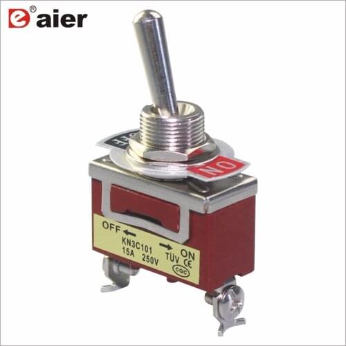 20PCS SPST 2 Pin 12MM Metal Toggle Switch ON OFF Locking Type 15A 250VAC Screw Terminal KN3C-101