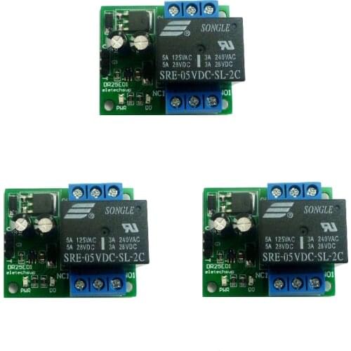 3pcs DR25E01 DC 5-24V 3A Self-locking bistable DPDT Relay controller Board Double Switch Module