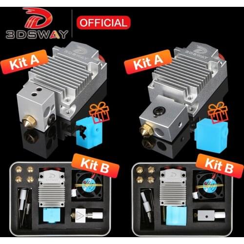 3DSWAY 3D Printer Part XCR 2IN1-V2 Color Switching Hotend Two Color NV6 Heated 0.4/1.75 Volcano Nozzle 0.8 Silicone Sock and Fan