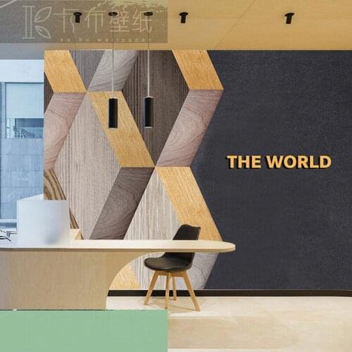 3D solid cement wall decoration geometric wallpaper industrial wind company office gymnasium foreground decoration mural