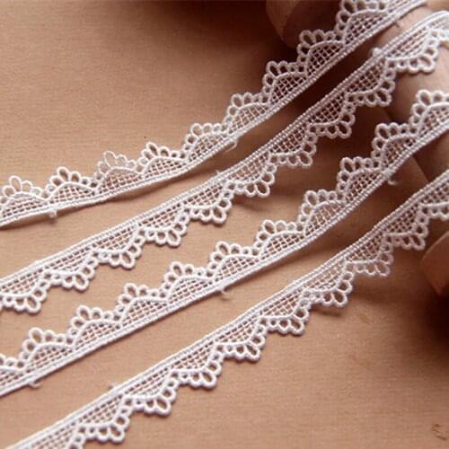 White Embroidered Lace Polyester Embroidery Guipure Lace Sewing Apparel Trims 1.0cm