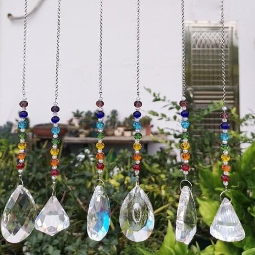 6pcs Crystal Prism Suncatcher Faceted Chandelier Beads Part Hanging Ornament Home Wedding Decor Sun Catcher Figurine Xmas Gifts