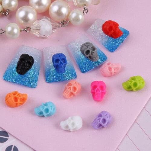 60pc 12 Color 3D Skeleton Skull Nail Art Decoration Sticker Punk Goth