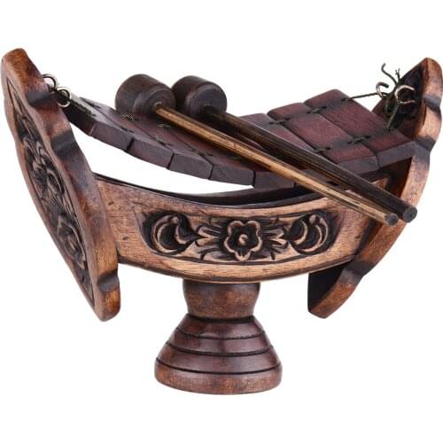 8 Notes Xylophone Teak Wood Thai Traditional Percussion Musical Instrument Wooden Ornament Decoration Gift for Home with Mallets