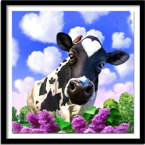 Full Drill Square Diamond 5D DIY Diamond Painting"Cattle and blue sky"Diamond Embroidery Cross Stitch Rhinestone Painting