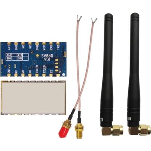 Arduino Uno SV650-485-433 RS485 433MHz 500mW 27dBm Wireless Transceiver Module + 2PCS SW433-WT100 Elbow Rubber Antenna 433MHz