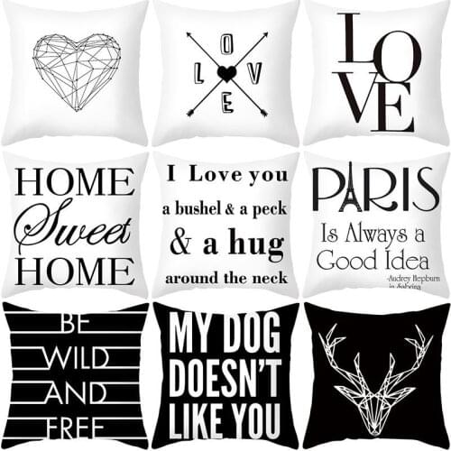 Peach velvet pillowcase black and white letter print sofa by pillowcase office cushion cover