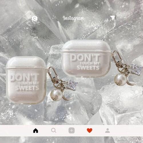 Personalized English Shell Keychain Shiny Transparent Headphone Earphone Case for Apple Airpods 1 2 3 Pro Wireless Headset Cover