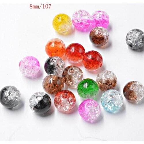 FLTMRH 15pcs 8mm New Arrival Approx Mixed Color Acrylic Round Cracked Beads for DIY Plastic Jewelry Necklace Bead Bracelet