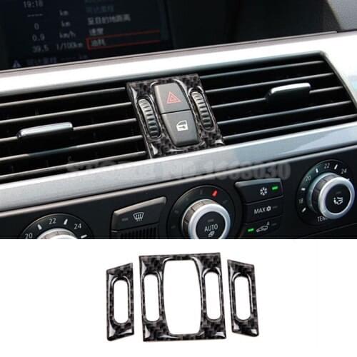 Carbon Fiber Center Console Air Vent Outlet Cover For BMW 5 Series E60 2005-2010 3pcs Car accesories interior Car decoration