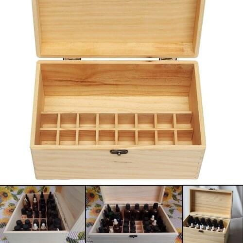 Wooden Box 32 Slots Essential Oil Aromas 15ml Bottles Storage Case Organizer Aromatherapy With Handle Storage Box Organizer