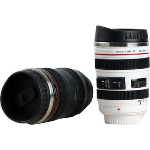 Stainless Steel Camera EF24-105mm Coffee Lens Mug White Black Coffee Mugs Creative Gift Coffee Cups Glass Coffee For Home
