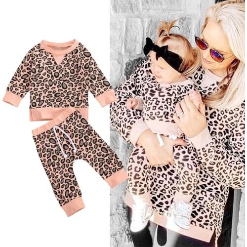 0-24M toddler baby Girl boy Clothing Sets leopard print top sweater + leopard print pants boys and girls 2pcs baby Clothes Suit