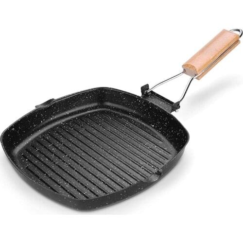 Outdoor Camping Cookware Frying Pan Grilling Pan with Folding Handle, Cooking Kitchenware for Outdoor Hiking and Picnic