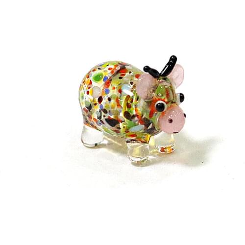 Cute Ox Glass Crafts Fairy Garden Cow Ornaments Mini Bull Figurines Accessories DIY Desktop Kawaii Decor New Year Gifts For Kids