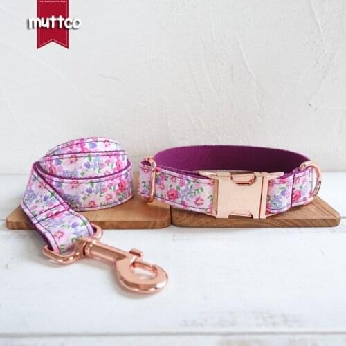 MUTTCO retailing personalized particular collar THE PURPLE FLOWER creative style dog collars and leashes 5 sizes UDC049M